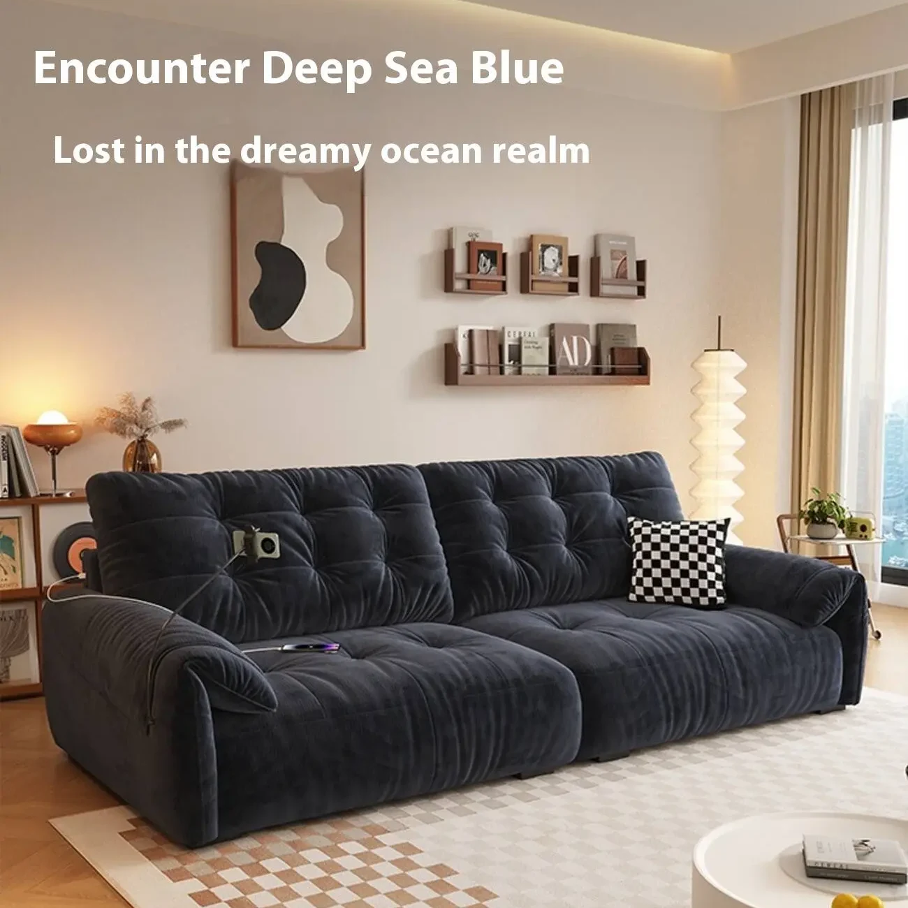 主图-05 Globe Furnishings - Piano-Key Multi-Functional Lazy Fabric Sofa