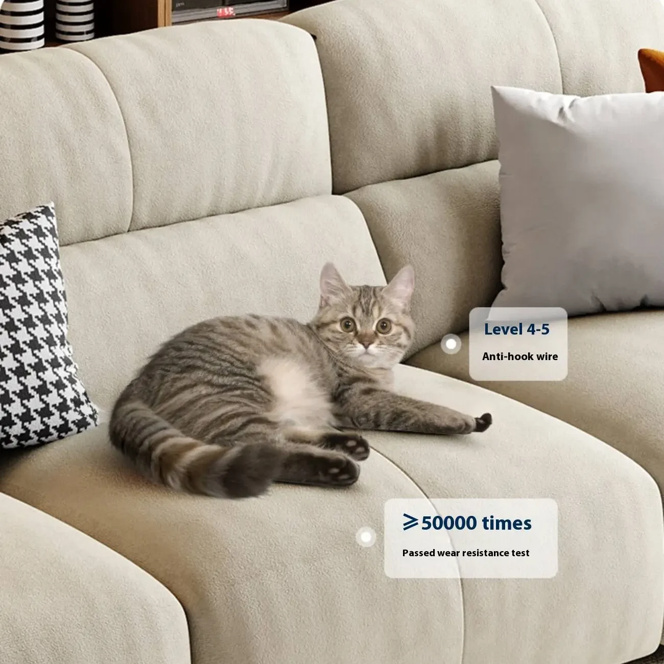 主图-05 Globe Furnishings - New Cream-Toned Tech Fabric Sofa in Linear Design
