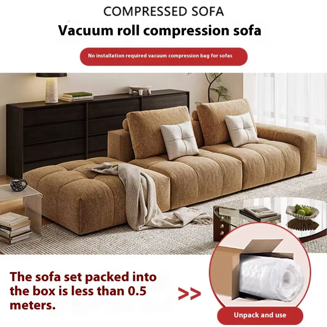 主图-05 Globe Furnishings - Three-Fold Transformable Compressed Lounge Sofa Bed