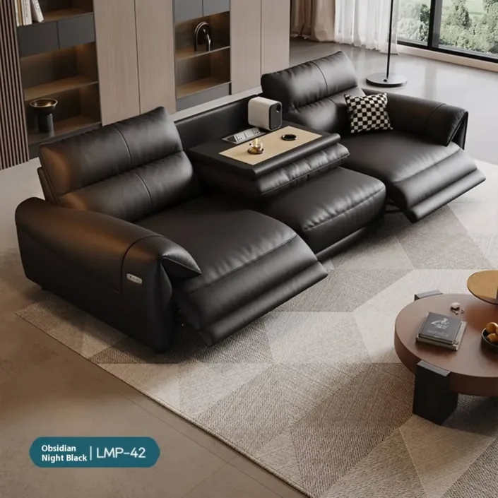 Globe Furnishings - Multifunctional Cup Holder Leather Sofa Globe Furnishings - Multifunctional Cup Holder Leather Sofa