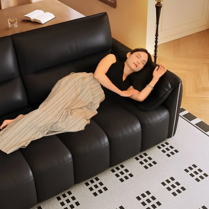 Globe Furnishings - Italian Minimalist Elephant Ear Genuine Leather Sofa Globe Furnishings - Italian Minimalist Elephant Ear Genuine Leather Sofa