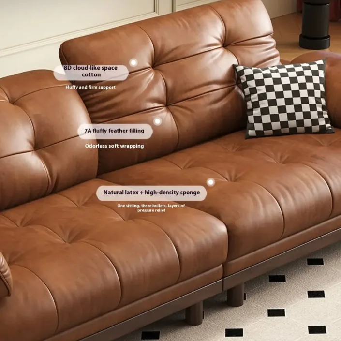 Globe Furnishings - Oil-Waxed Leather Mid-Century Vintage Top-Grain Leather Sofa Globe Furnishings - Oil-Waxed Leather Mid-Century Vintage Top-Grain Leather Sofa