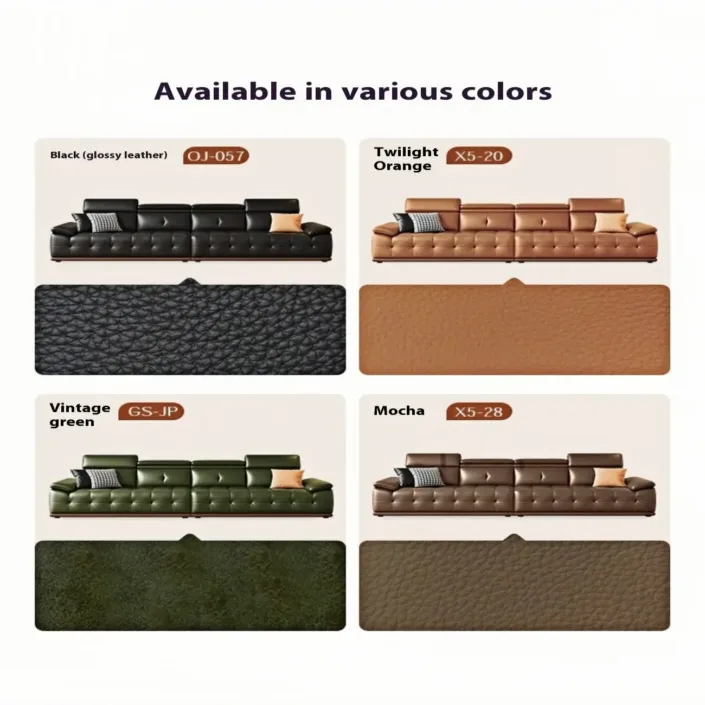 Globe Furnishings - Retro straight-line genuine leather sofa Globe Furnishings - Retro straight-line genuine leather sofa