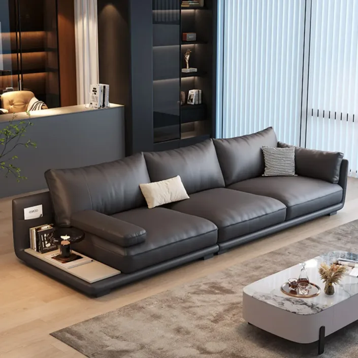 Globe Furnishings - Modern minimalist top-grain leather sofa Globe Furnishings - Modern minimalist top-grain leather sofa