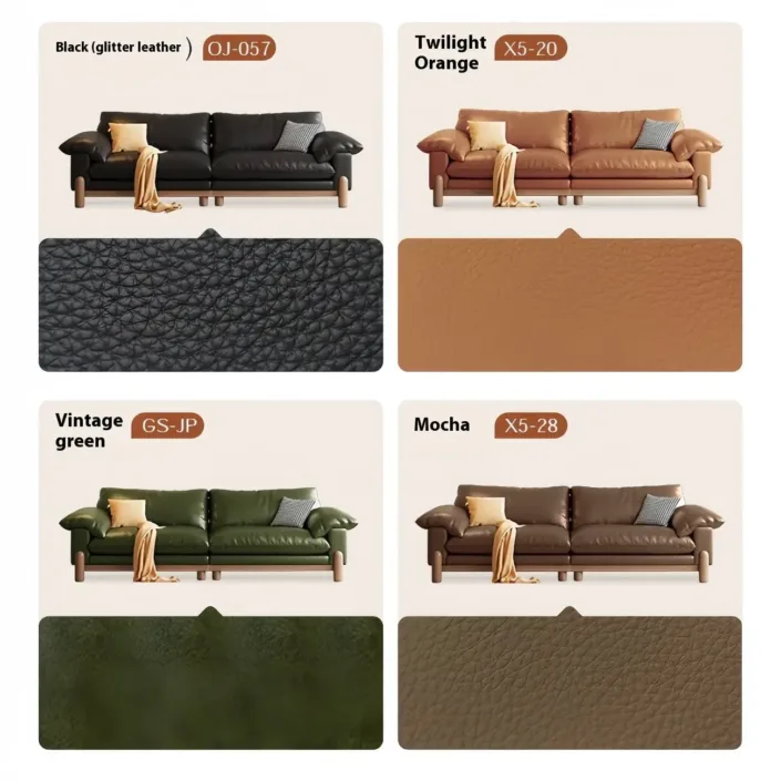 Globe Furnishings - French retro style straight row top grain leather sofa Globe Furnishings - French retro style straight row top grain leather sofa