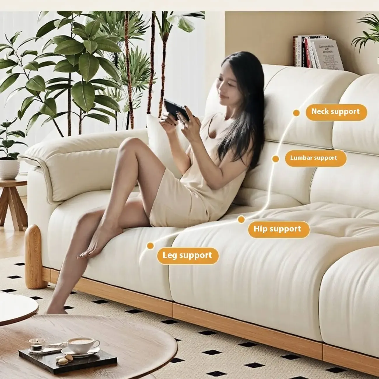 主图-05 Globe Furnishings - Vintage-Style Multifunctional Electric Top-Grain Leather Sofa