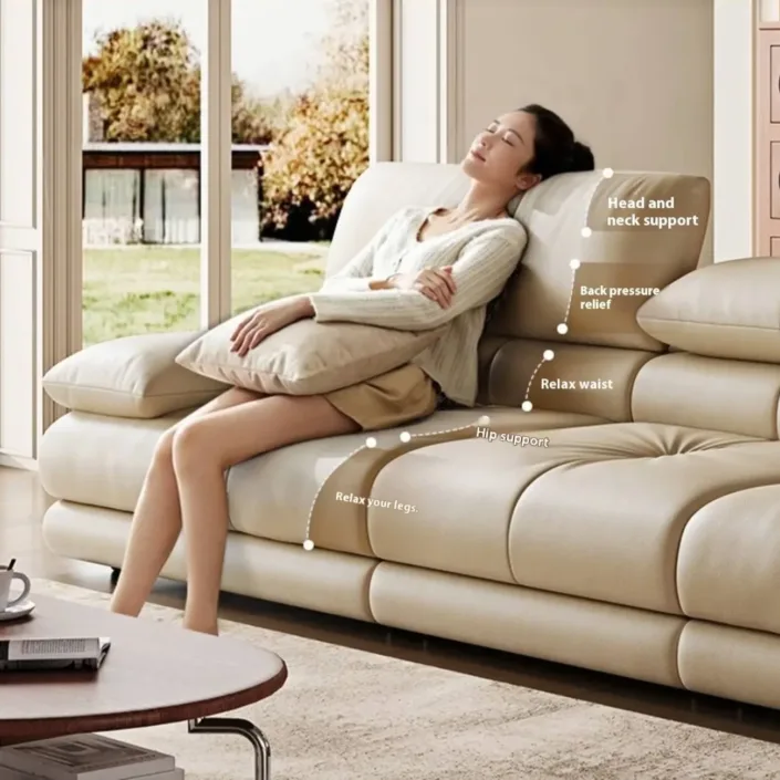 Globe Furnishings - Italian-Style Light Luxury Cream Leather Sofa Globe Furnishings - Italian-Style Light Luxury Cream Leather Sofa