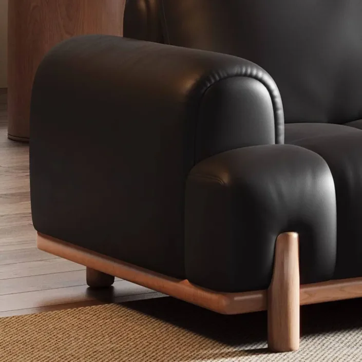 Globe Furnishings - Black genuine leather cloud-shaped sofa Globe Furnishings - Black genuine leather cloud-shaped sofa
