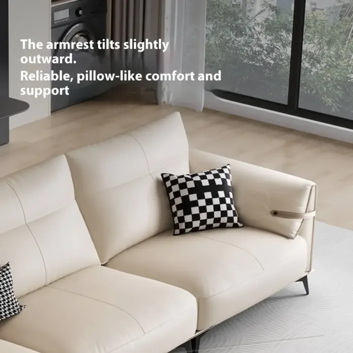 Globe Furnishings - Italian minimalist luxury straight-line genuine leather sofa Globe Furnishings - Italian minimalist luxury straight-line genuine leather sofa