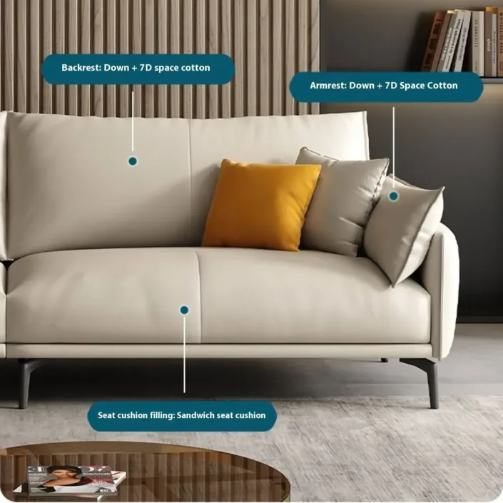 Globe Furnishings - Italian Minimalist Top-Grain Leather Designer Sofa Globe Furnishings - Italian Minimalist Top-Grain Leather Designer Sofa
