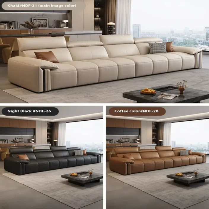 Globe Furnishings - Italian Minimalist Straight-Line Top-Grain Leather Sofa Globe Furnishings - Italian Minimalist Straight-Line Top-Grain Leather Sofa