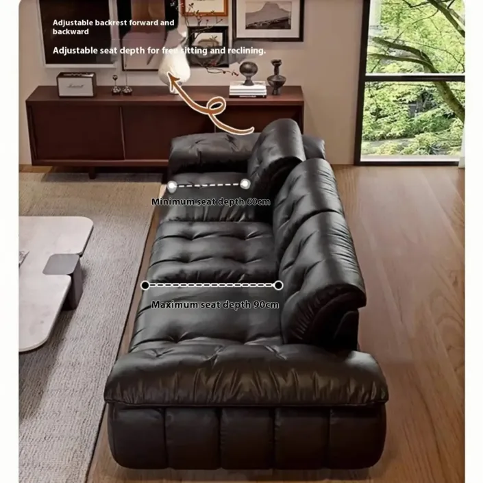 Globe Furnishings - Italian meringue top layer yellow cowhide genuine leather sofa Globe Furnishings - Italian meringue top layer yellow cowhide genuine leather sofa