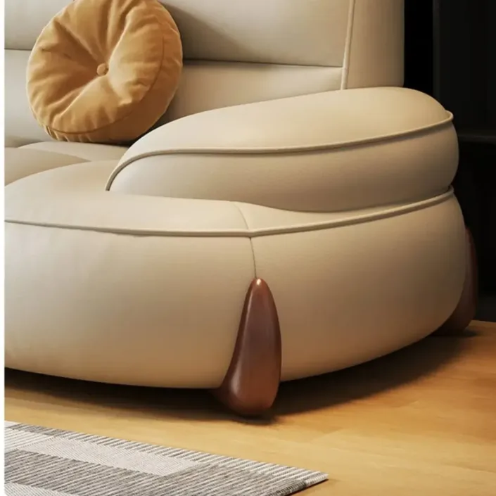 Globe Furnishings - Creamy wind piano key arc-shaped leather sofa Globe Furnishings - Creamy wind piano key arc-shaped leather sofa