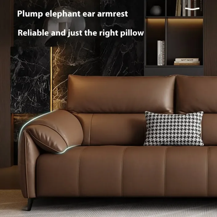 Globe Furnishings - Italian minimalist elephant ear genuine leather sofa Globe Furnishings - Italian minimalist elephant ear genuine leather sofa