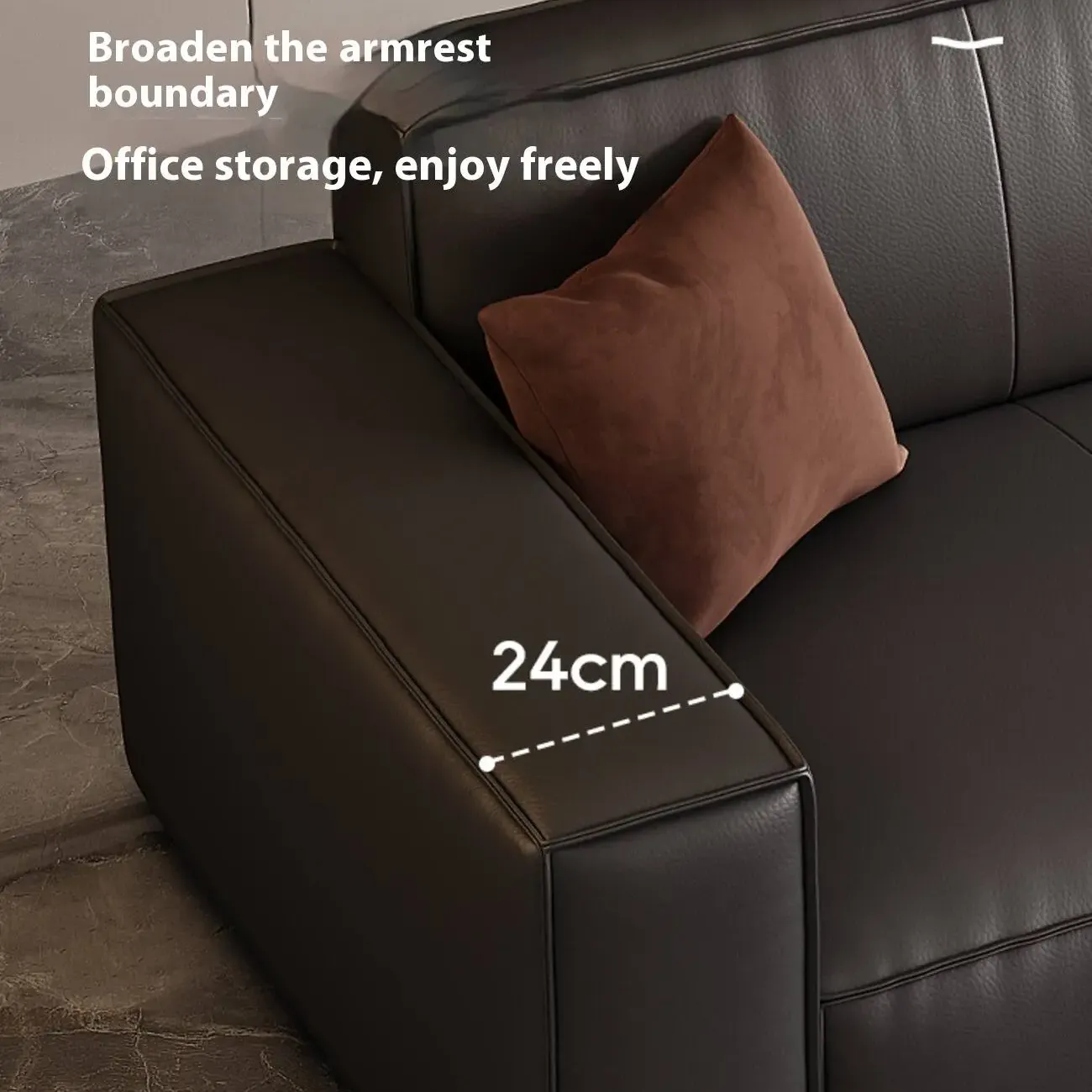 主图-05 Globe Furnishings - Italian-Style Minimalist Genuine Leather Sofa