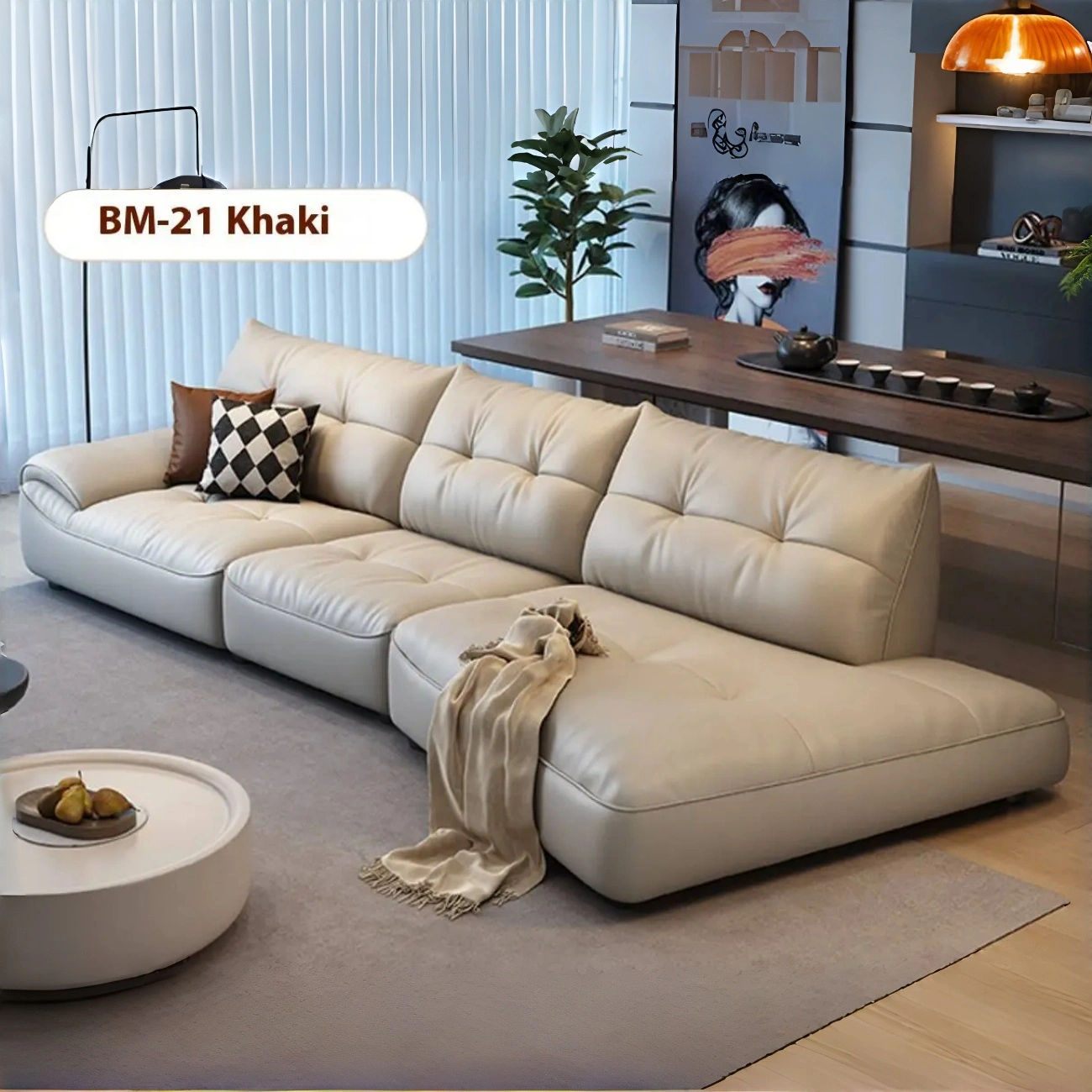 主图-05 Globe Furnishings - Corner-shaped leather sofa with top-grain cowhide