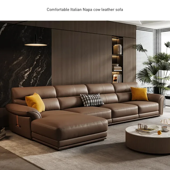 Globe Furnishings - Italian minimalist light luxury top-grain leather sofa Globe Furnishings - Italian minimalist light luxury top-grain leather sofa