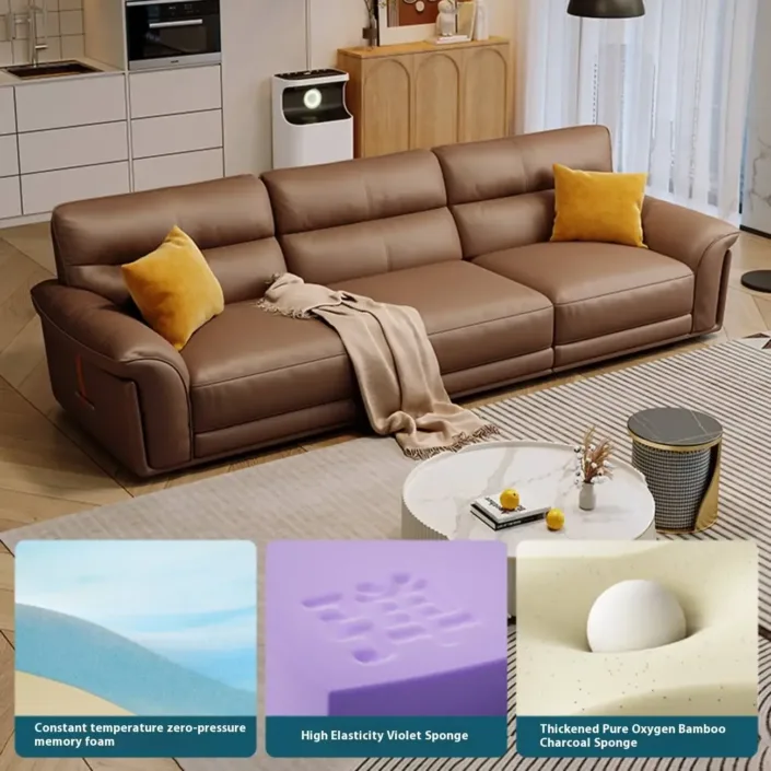 Globe Furnishings - Italian Minimalist Light Luxury Top-Grain Leather Sofa Globe Furnishings - Italian Minimalist Light Luxury Top-Grain Leather Sofa