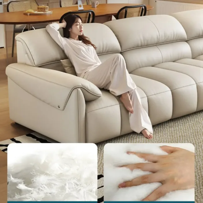 Globe Furnishings - Multifunctional Extendable Top-Grain Leather Sofa Globe Furnishings - Multifunctional Extendable Top-Grain Leather Sofa