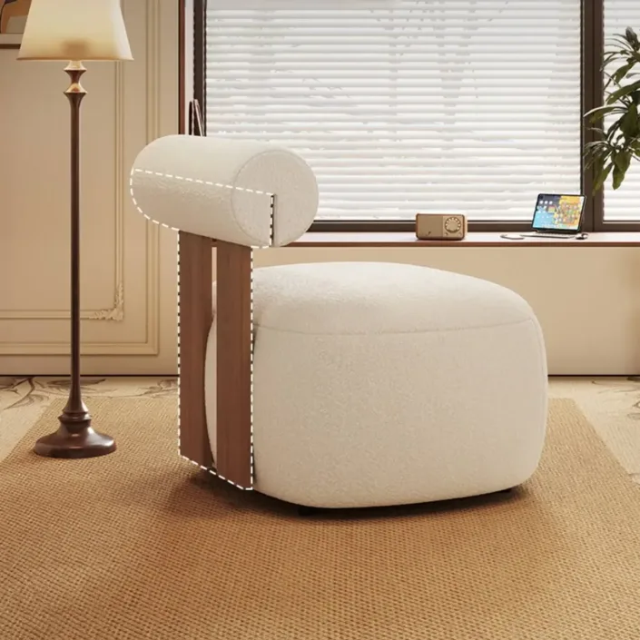 Globe Furnishings - Cream-Colored Shearling Single Armchair Globe Furnishings - Cream-Colored Shearling Single Armchair