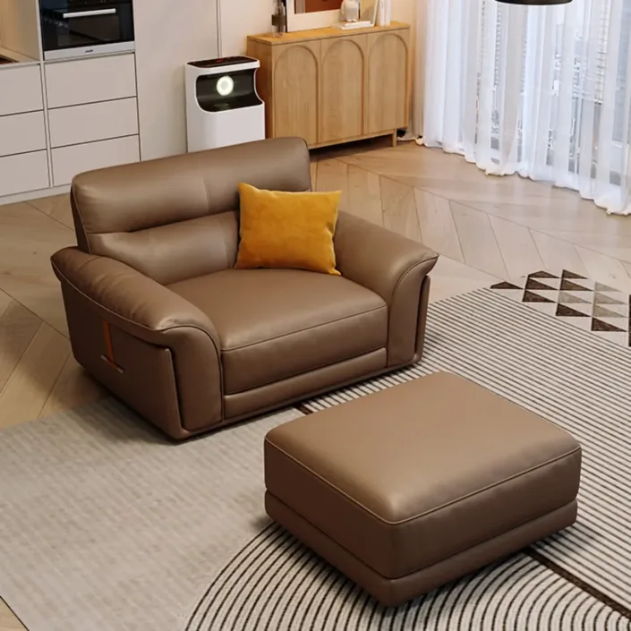 Italian-style straight-back cowhide casual chair