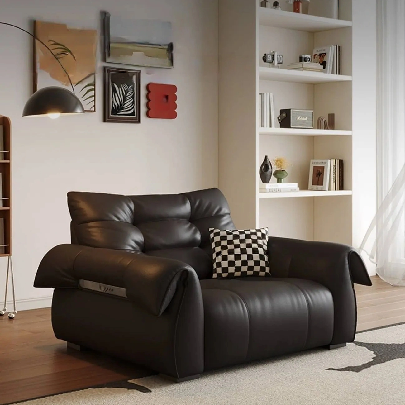 主图-05 Globe Furnishings - Small-sized genuine leather sofa chair
