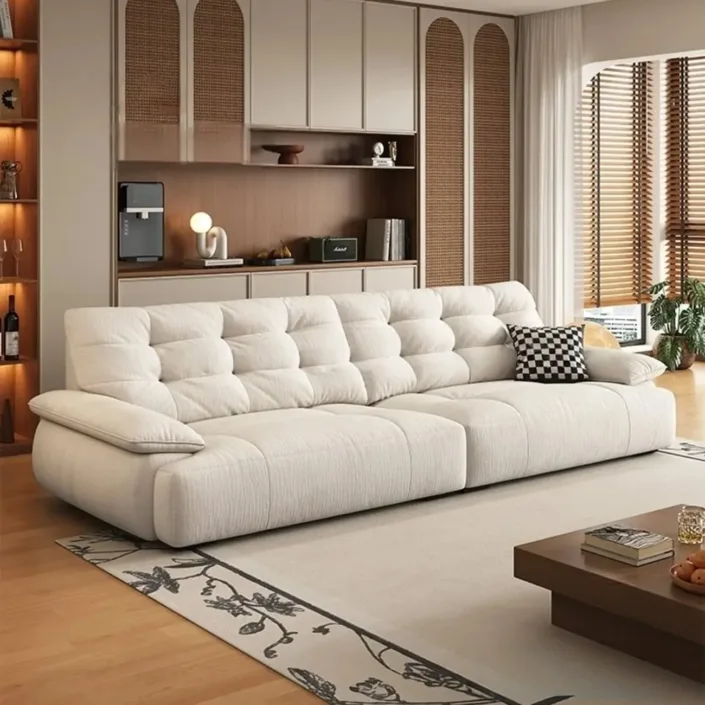 New Vintage-Style Deep-Seat Fabric Sofa