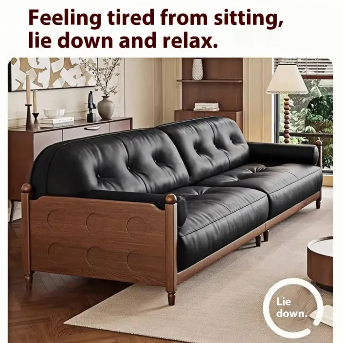 Globe Furnishings - American-style vintage top-grain leather straight sofa Globe Furnishings - American-style vintage top-grain leather straight sofa