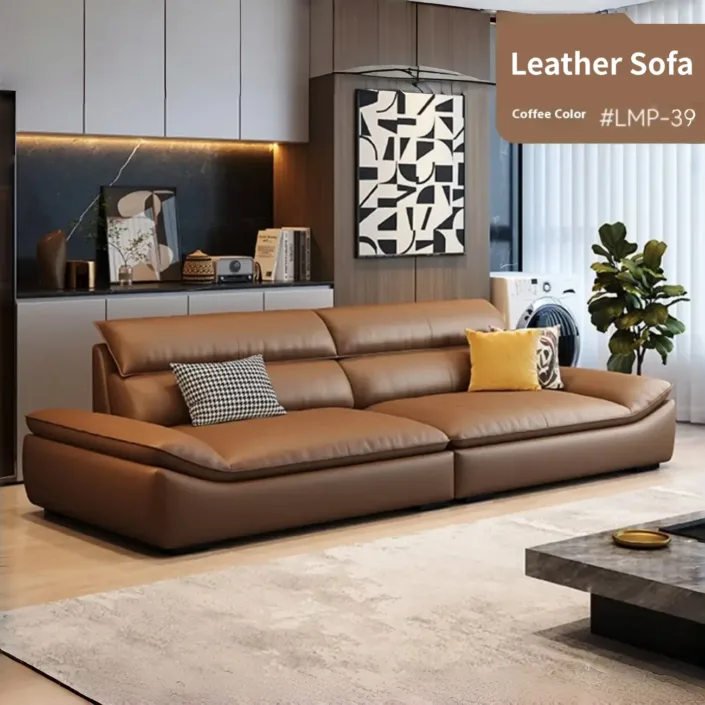 Globe Furnishings - Italian Minimalist Top-Grain Leather Sailboat Sofa Globe Furnishings - Italian Minimalist Top-Grain Leather Sailboat Sofa