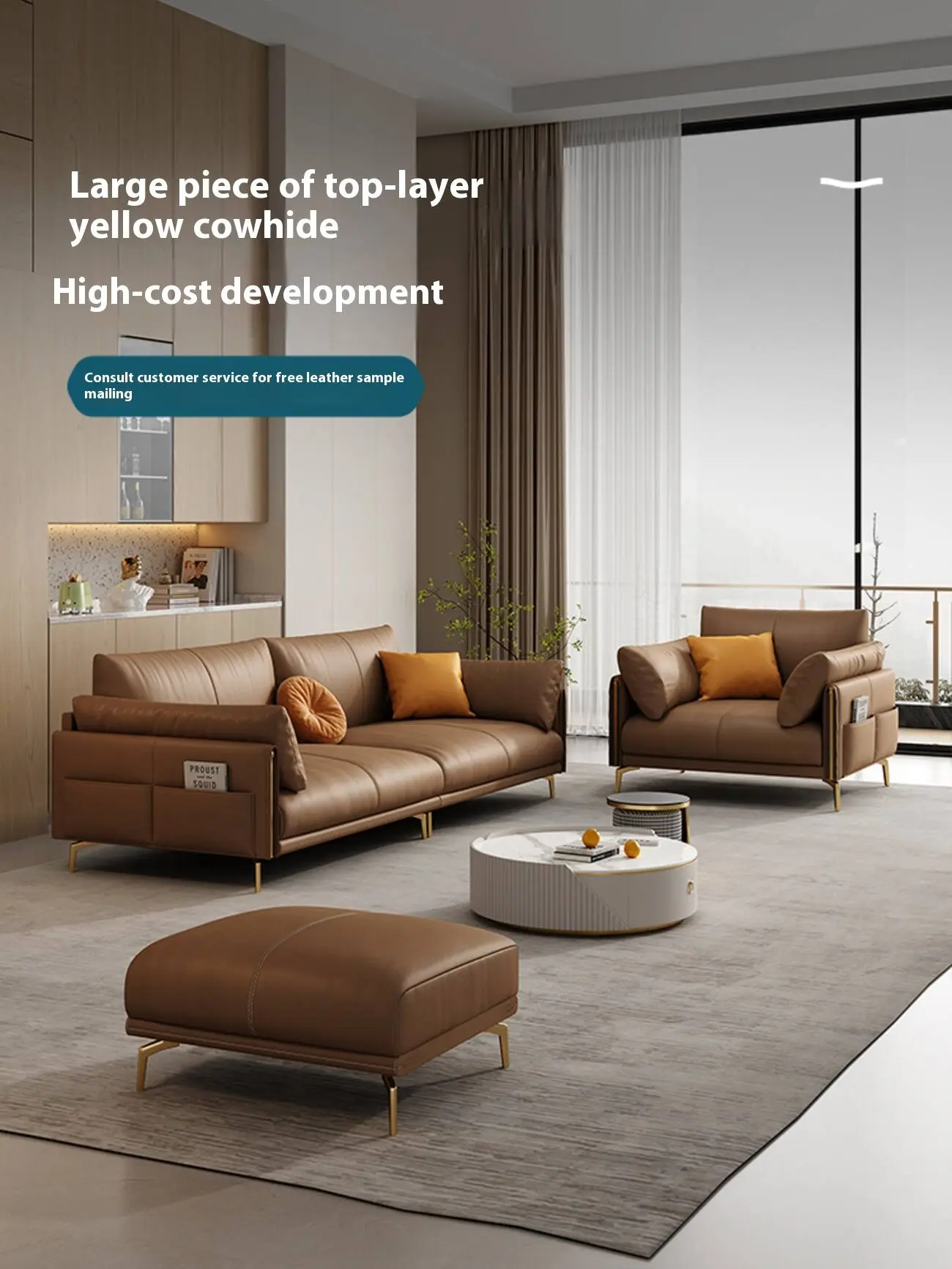 Globe Furnishings - Italian full-grain leather upholstered sofa
