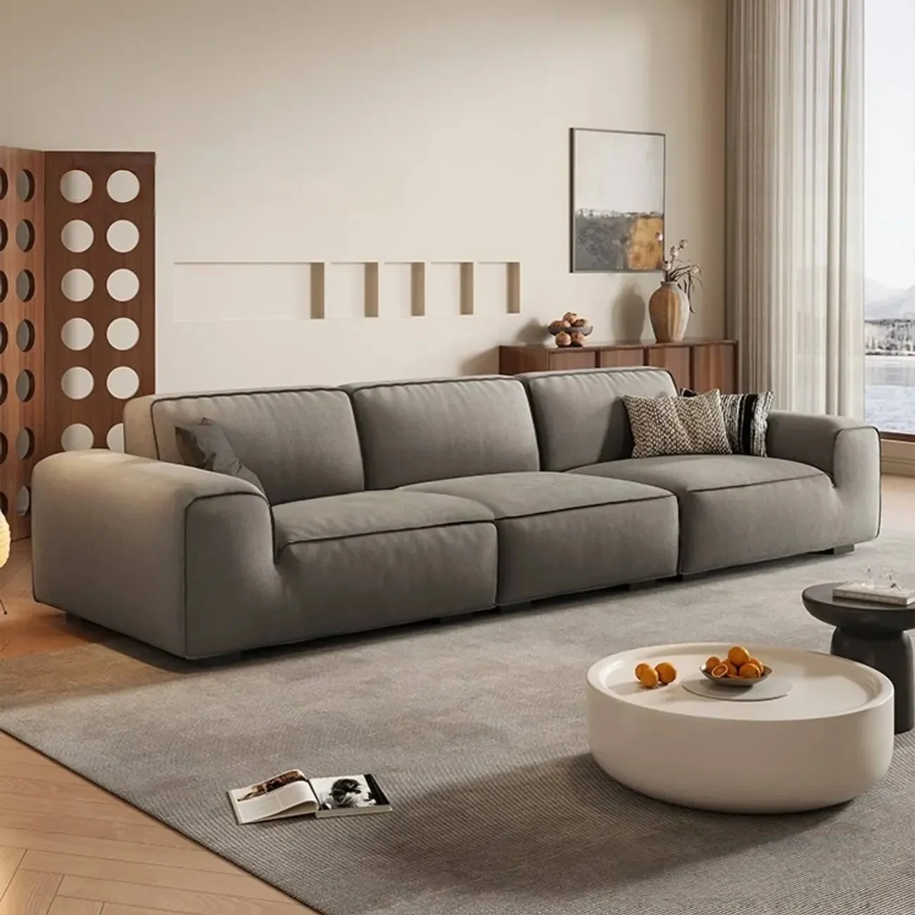 主图-06-226 Globe Furnishings - Big Black Bull Italian-Style Living Room Straight-Back Sofa