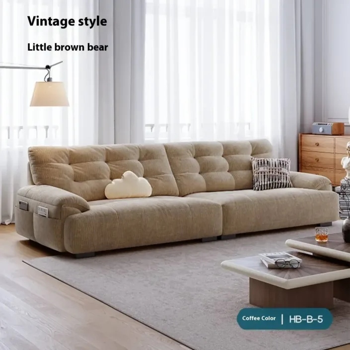 Globe Furnishings - Cloud-Shaped Sofa in Cream-Colored Cat-Scratch-Resistant Fabric Globe Furnishings - Cloud-Shaped Sofa in Cream-Colored Cat-Scratch-Resistant Fabric