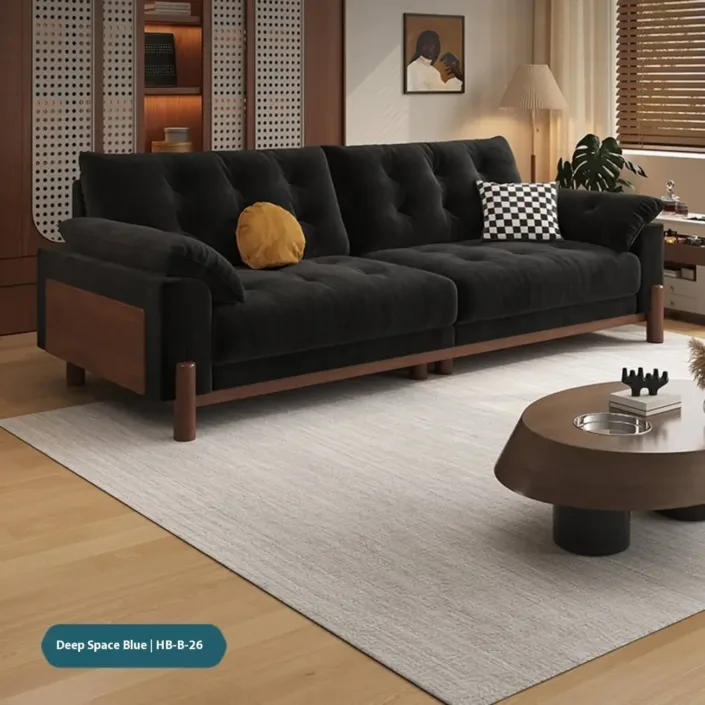 Globe Furnishings - Removable-Cover Solid Wood Cloud-Style Upholstered fabric Sofa