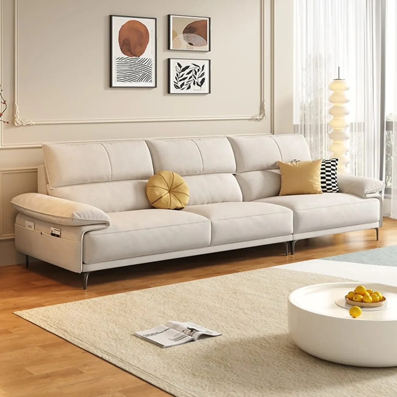主图-06 Globe Furnishings - Modular Creamy Style Tech Fabric Sofa