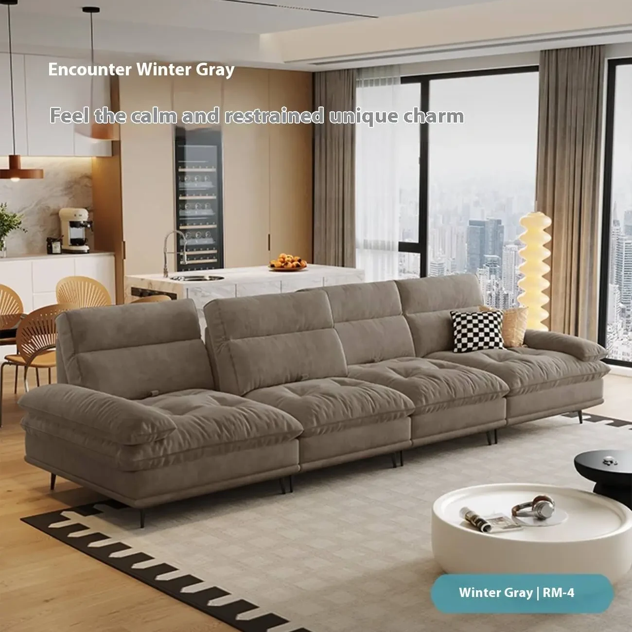 主图-06 Globe Furnishings - Straight-Line French Cream Style Adjustable Backrest Sofa