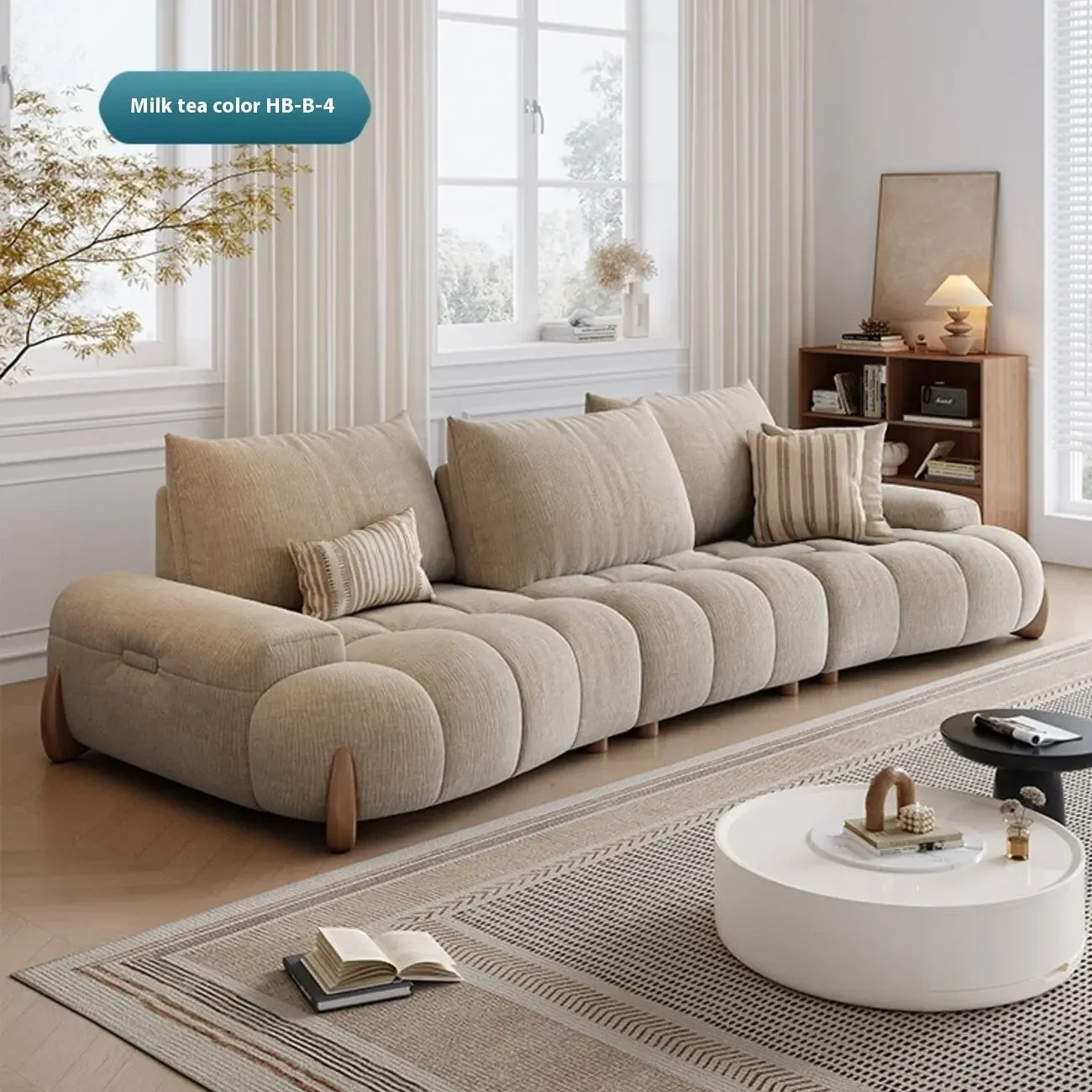 主图-06 Globe Furnishings - New Adjustable Deep-Seat Linear Fabric Sofa