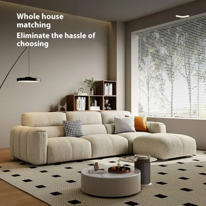 Globe Furnishings - New Cream-Toned Tech Fabric Sofa in Linear Design Globe Furnishings - New Cream-Toned Tech Fabric Sofa in Linear Design