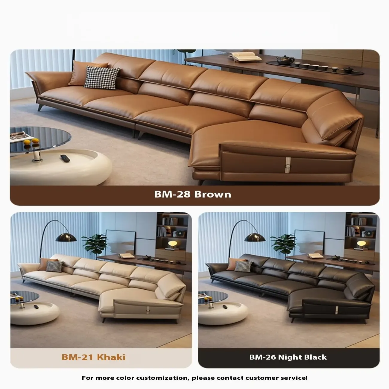主图-06 Globe Furnishings - Italian Minimalist Corner Leather Sofa