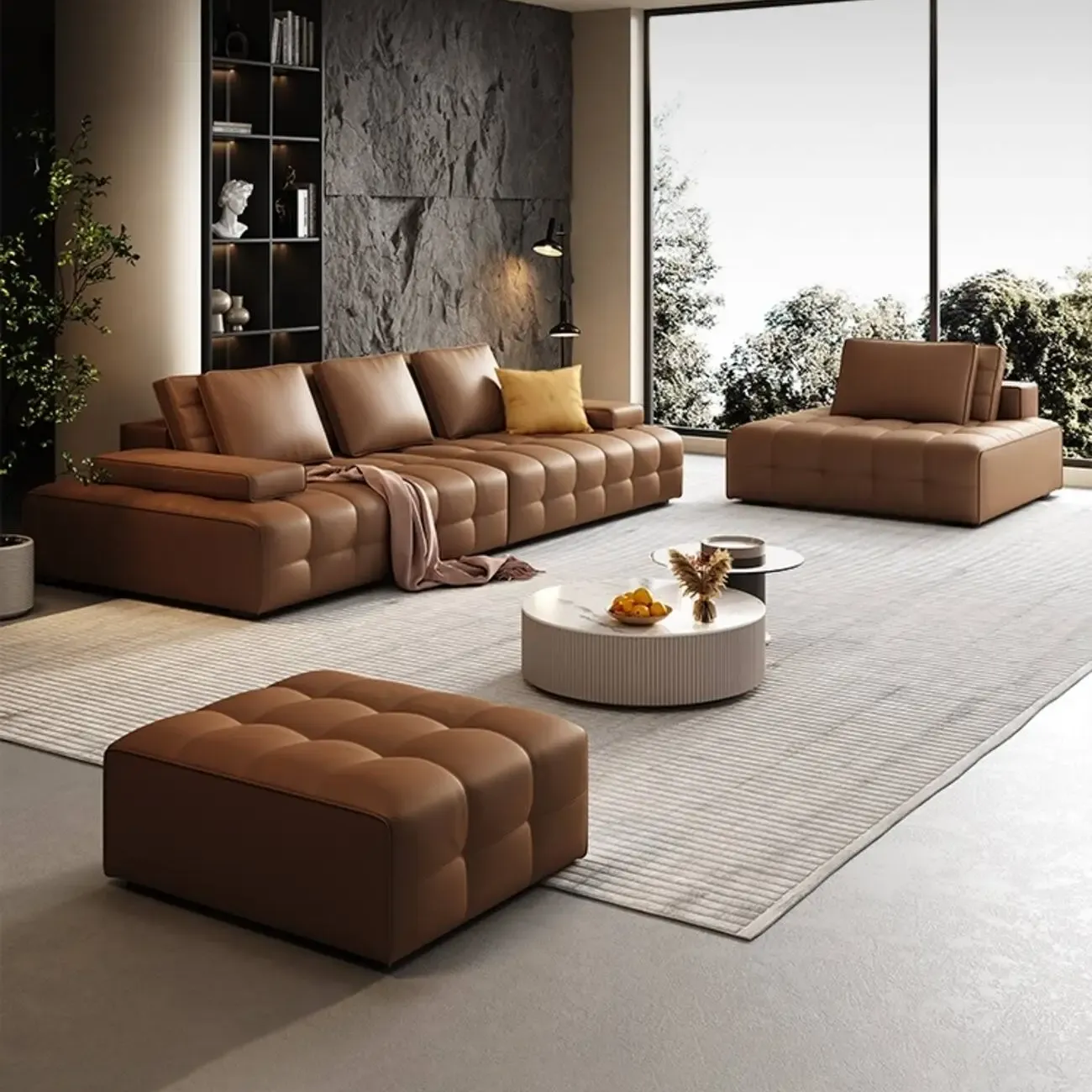 主图-06 Globe Furnishings - Lawrence Italian Minimalist Full Leather Sofa