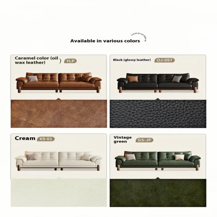 Globe Furnishings - Retro oil-wax leather combination sofa Globe Furnishings - Retro oil-wax leather combination sofa