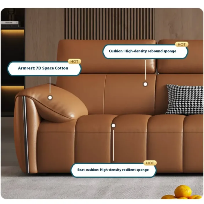 Globe Furnishings - Italian Minimalist Piano Key Linear Top-Grain Leather Sofa Globe Furnishings - Italian Minimalist Piano Key Linear Top-Grain Leather Sofa