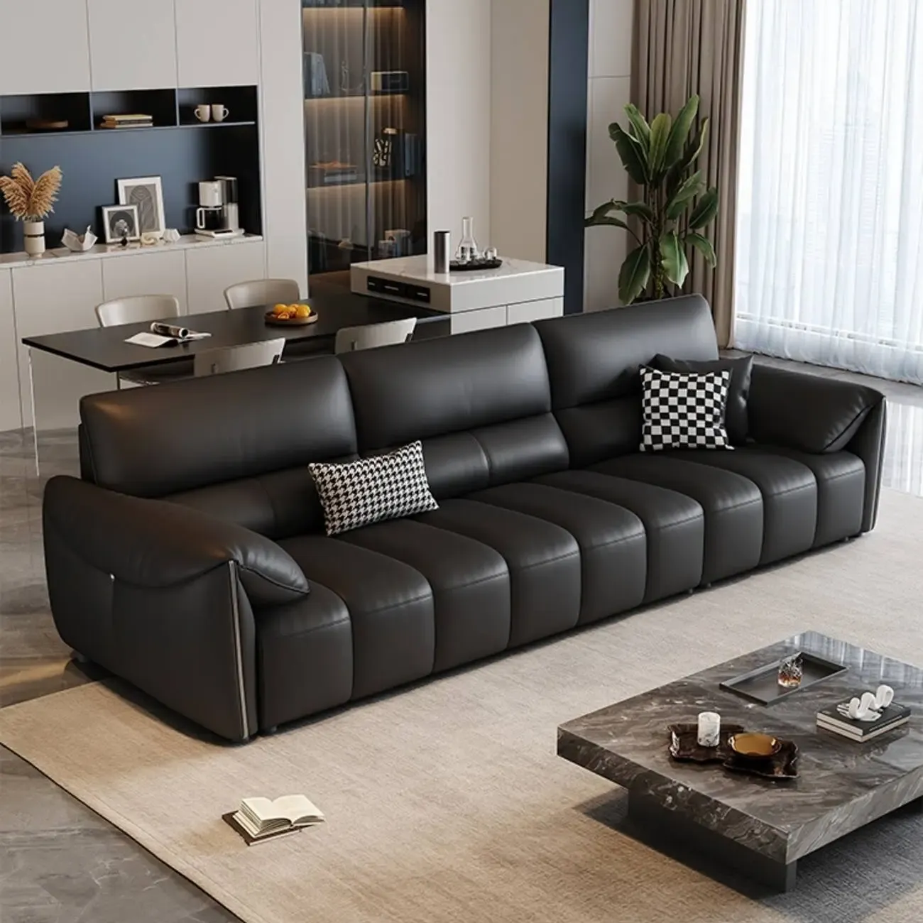 主图-06 Globe Furnishings - Light-Luxury Cream Style Top-Grain Leather Sofa