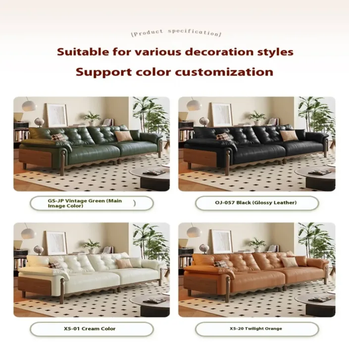 Globe Furnishings - Solid Wood Sofa with Vintage Oil-Waxed Leather Globe Furnishings - Solid Wood Sofa with Vintage Oil-Waxed Leather