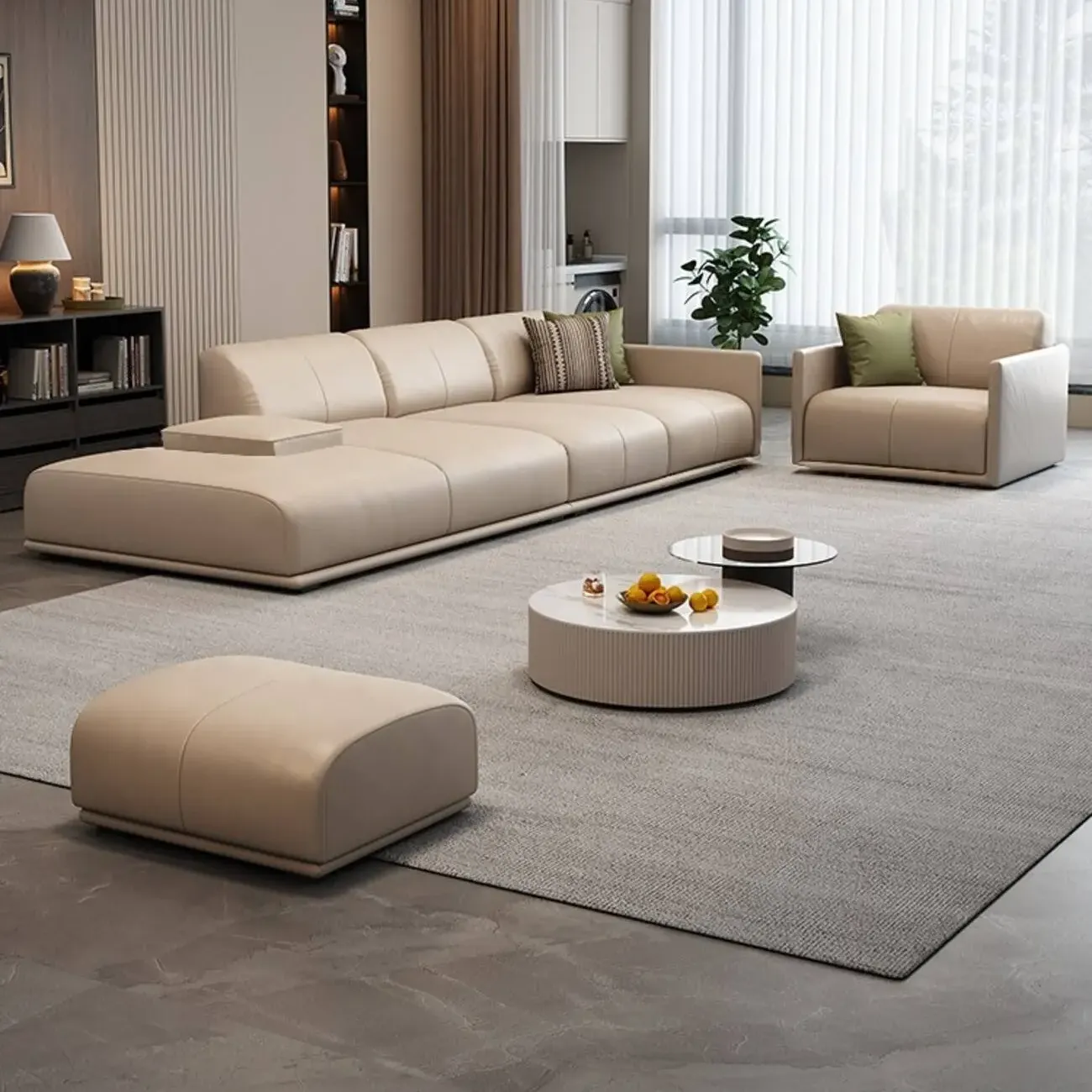 主图-06 Globe Furnishings - Module cream-colored top-grain leather sofa