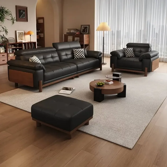 Globe Furnishings - Vintage Solid Wood Top-Grain Leather Sofa Globe Furnishings - Vintage Solid Wood Top-Grain Leather Sofa