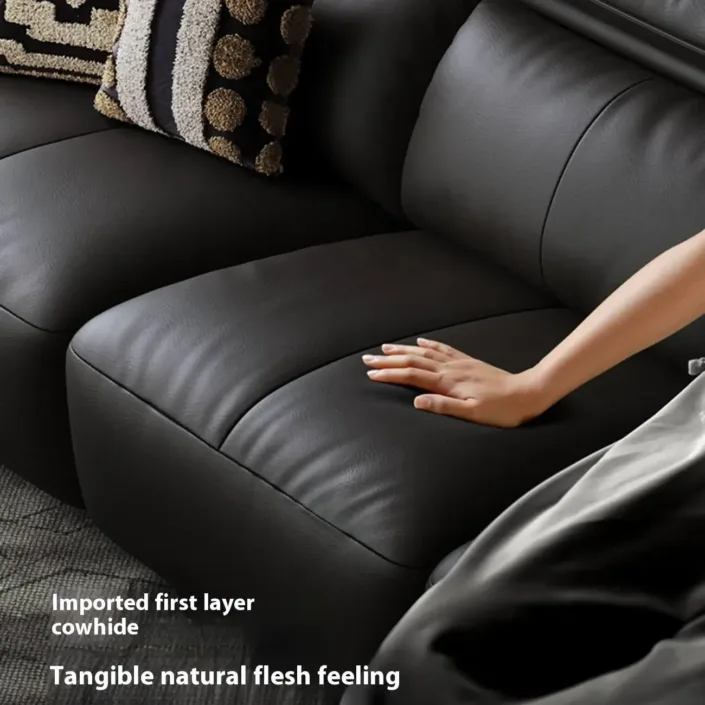 Globe Furnishings - Premium Black Minimalist Luxury Top-Grain Leather Sofa Globe Furnishings - Premium Black Minimalist Luxury Top-Grain Leather Sofa