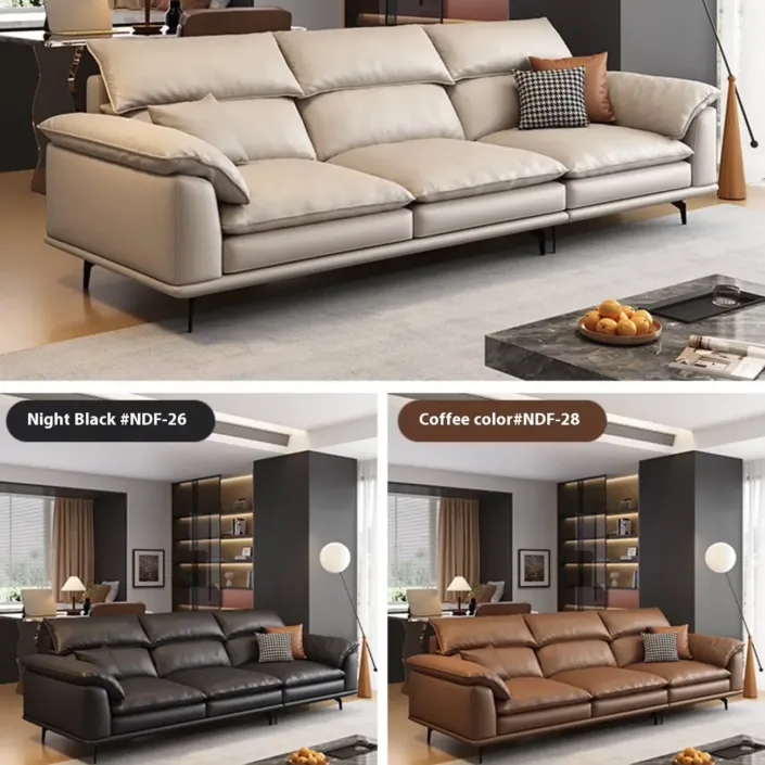 Globe Furnishings - Creamy style simple top-grain leather straight sofa Globe Furnishings - Creamy style simple top-grain leather straight sofa