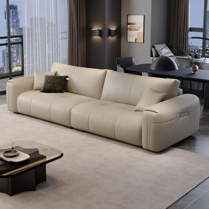 Globe Furnishings - Minimalist Comfort Cloud Leather Sofa Globe Furnishings - Minimalist Comfort Cloud Leather Sofa