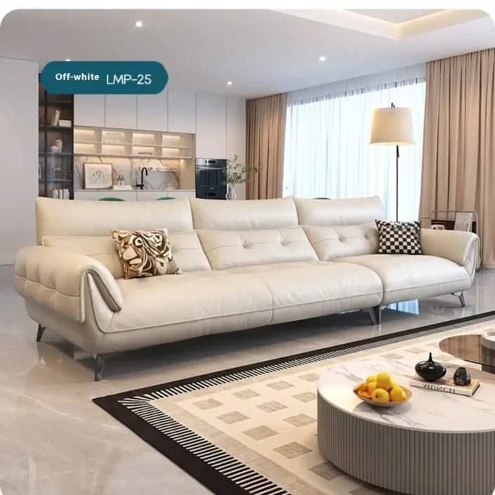 Globe Furnishings - Compact-style straight-back leather sofa Globe Furnishings - Compact-style straight-back leather sofa