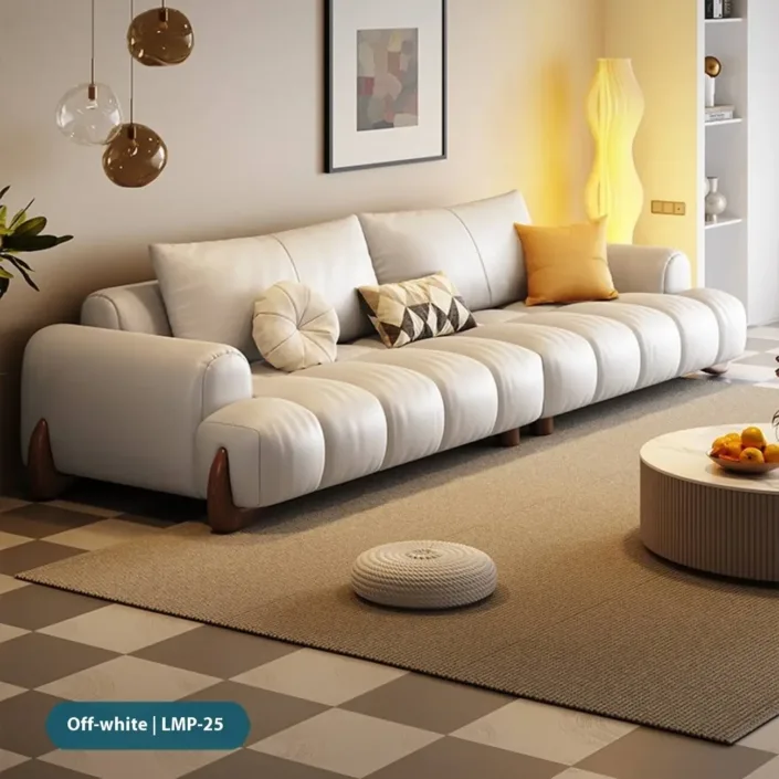 Globe Furnishings - Italian Cream Style Straight Piano Key Sofa Globe Furnishings - Italian Cream Style Straight Piano Key Sofa